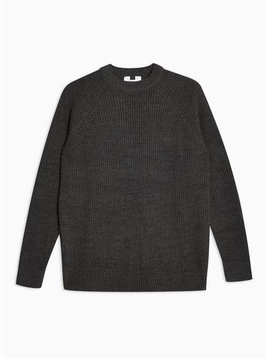 Topman Mens Grey Charcoal Roll Neck Jumper