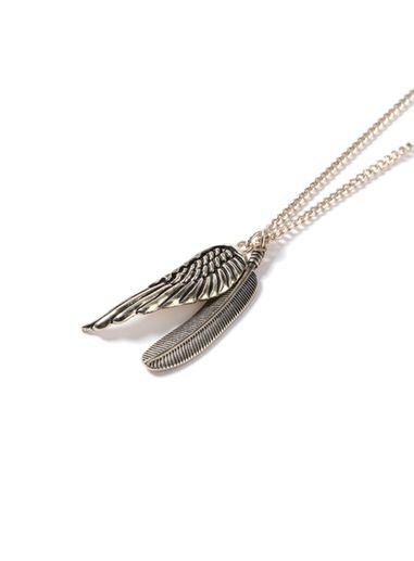 Topman Mens Metallic Antique Gold Look Wing Pendant Necklace*