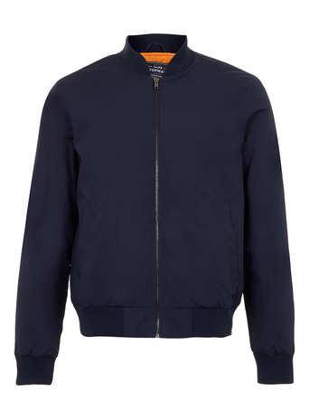 Topman Navy Wadded Bomber Jacket
