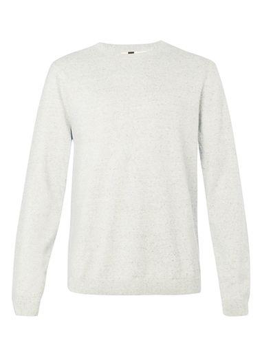 Topman Mens Cream Stone Neppy Crew Neck Sweater