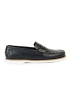 Topman Mens Blue Navy Leather Penny Loafers