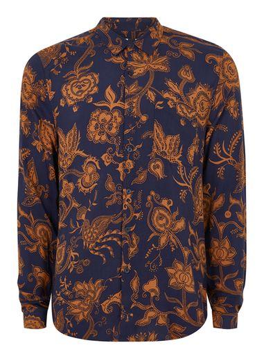 Topman Mens Navy Floral Print Shirt