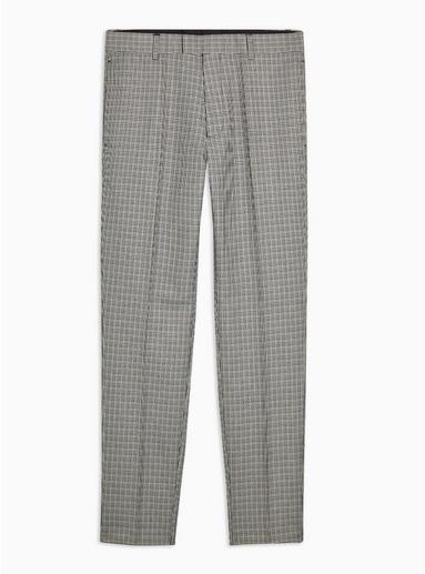 Topman Mens Mustard And Blue Check Skinny Dress Pants