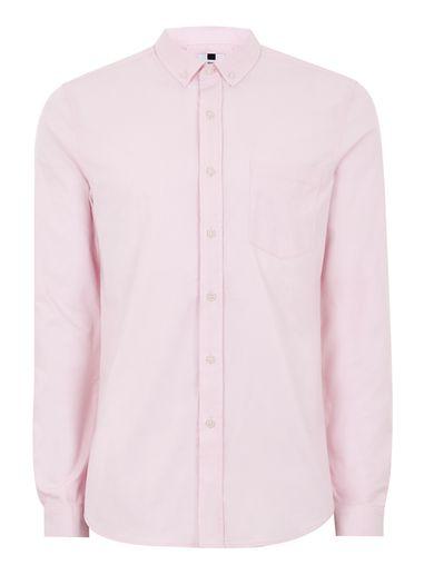 Topman Mens Light Pink Muscle Fit Oxford Shirt