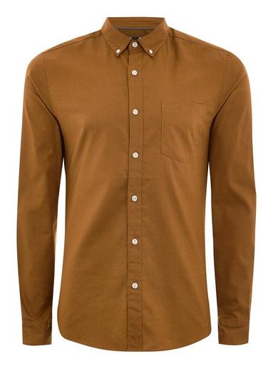 Topman Mens Yellow Mustard Stretch Long Sleeve Oxford Shirt