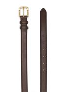 Topman Mens Skinny Leather Belt With Double Loop And Gold Polished Buckle In Brown