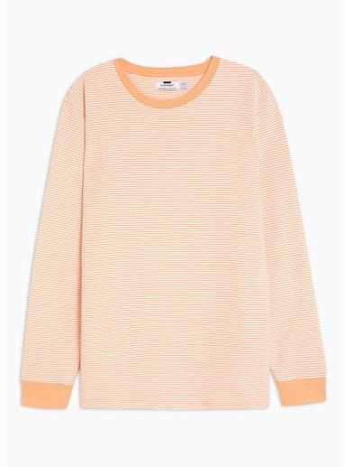 Topman Mens Orange Peach And Ecru Stripe Ottoman T-shirt