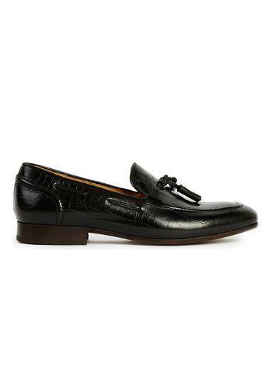 Topman Mens Hudson Black Croc Tassel Loafers