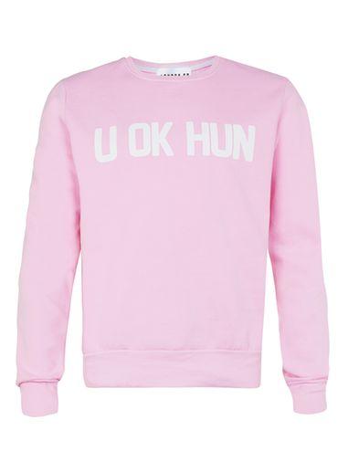 Topman Mens London Co. Pink U Ok Hun Slogan Sweatshirt*