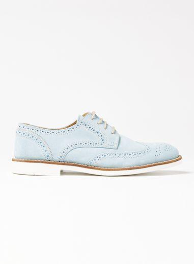 Topman Mens Light Blue Suede Arch Brogues