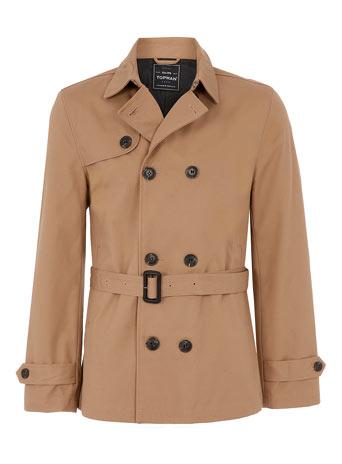 Stone Cropped Belted Trench Coat