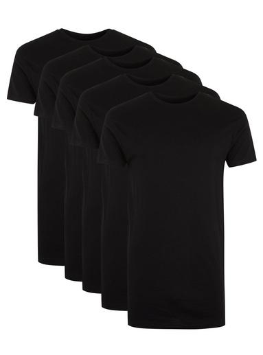 Topman Mens Black Skinny Fit Longline T-shirt 5 Pack*