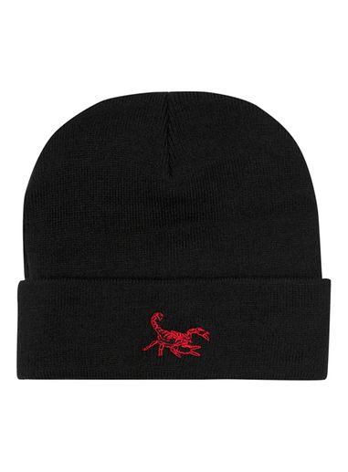 Topman Mens Black Scorpion Embroidered Beanie