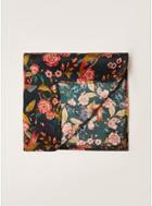 Topman Mens Black Silk Parrot Print Pocket Square