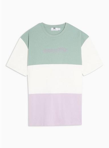 Topman Mens Purple Pastel 'easy Life' Panelled T-shirt