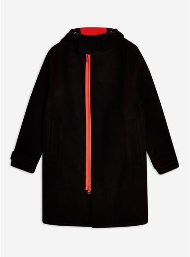 Topman Mens Black Wool Blend Parka Jacket