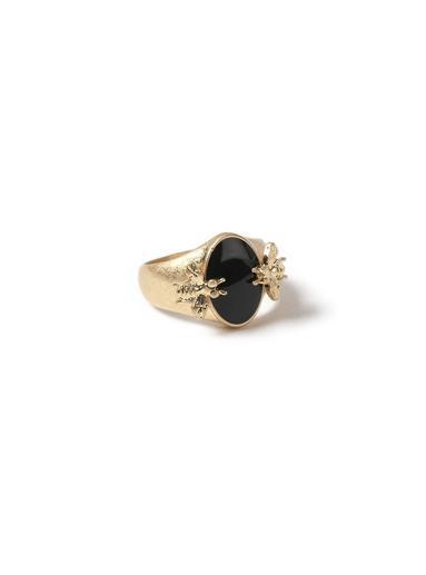Topman Mens Black Gold Bee Ring*