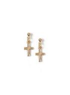 Topman Mens Gold Drop Cross Earrings