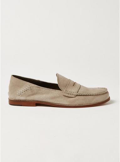 Topman Mens Grey Gray Suede Raider Penny Loafers