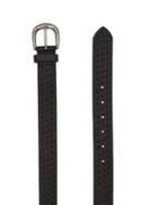 Topman Mens Slim Leather Belt With Embossed Pattern And Brushed Silver Buckle In Black