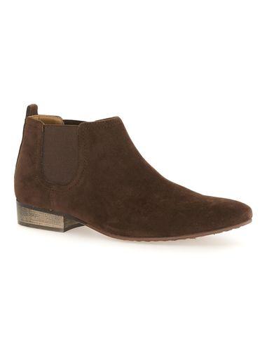Topman Mens Brown Faux Suede Chelsea Boots