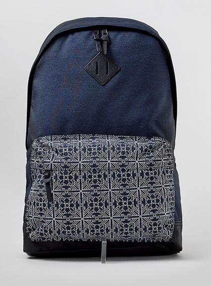 Topman Mens Blue Navy Printed Pocket Backpack