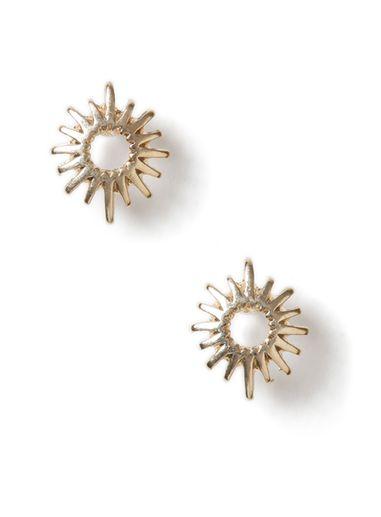 Topman Mens Gold Look Sun Stud Earrings*