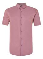 Topman Mens Pink Washed Burgundy Stretch Short Sleeve Dress Shirt