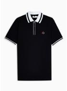 Topman Mens Black And White Embroidered Polo