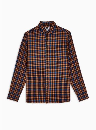 Topman Mens Orange And Blue Slim Shirt