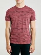 Topman Mens Red Burgundy T-shirt With Black Splat Print