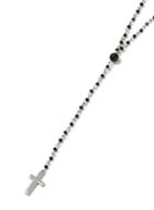 Topman Mens Silver Black Bead Rosary Necklace*