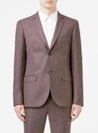 Topman Mens Red Burgundy Crosshatch Skinny Fit Suit Pants