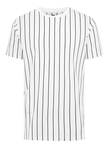 Topman Mens White And Black Stripe T-shirt