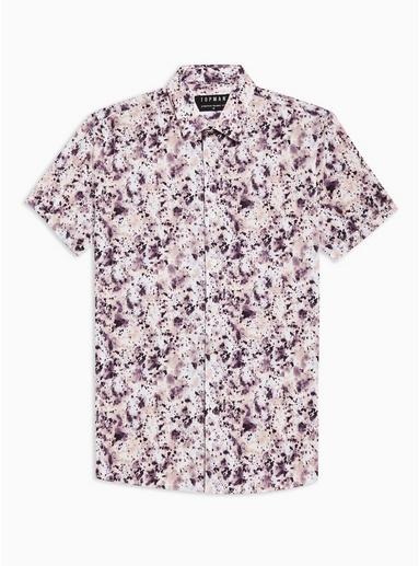 Topman Mens Black White Marble Stretch Skinny Shirt