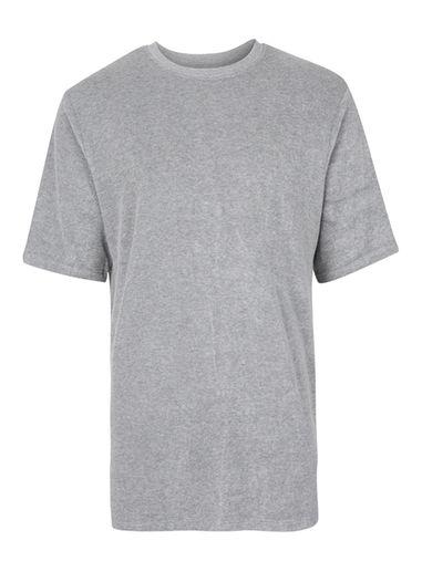 Topman Mens Mid Grey Grey Towelling Longline T-shirt