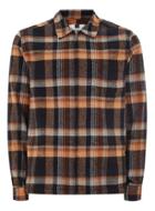 Topman Mens Blue Orange Zip Through Check Shirt