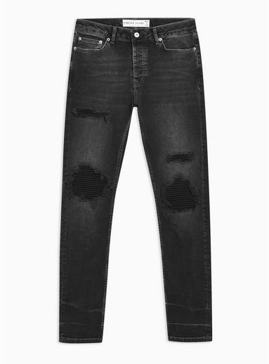 Topman Mens Washed Black Biker Blowout Jeans
