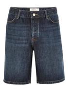 Topman Mens Navy Dark Wash Boxy Fit Denim Shorts