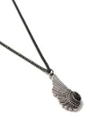 Topman Mens Silver. Antique Black And Silver Look Wing Pendant Necklace*