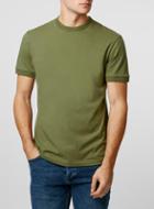 Topman Mens Green Ltd Core Khaki Rib T-shirt