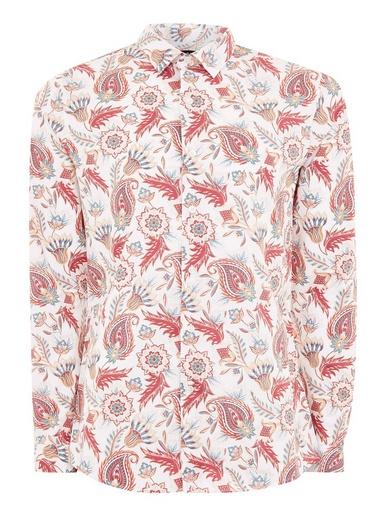 Topman Mens White Light Paisley Stretch Skinny Smart Shirt