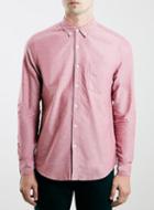 Topman Mens Dark Red Oxford Long Sleeve Shirt