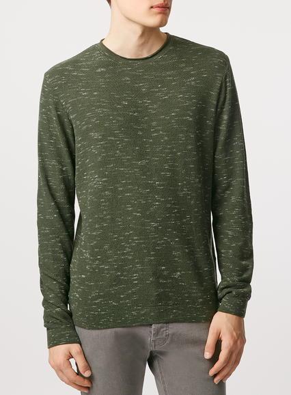 Topman Mens Green Sage Spacedye Crew Neck Sweater