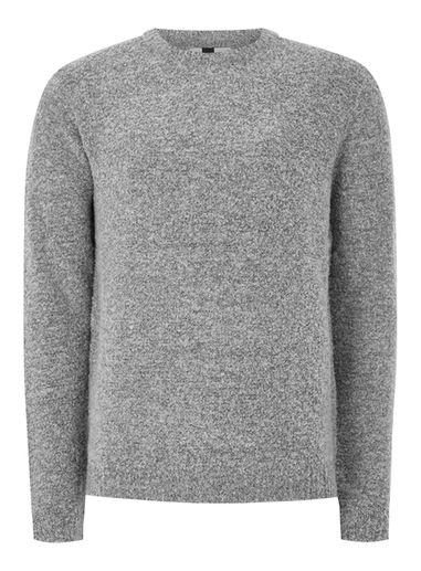 Topman Mens Grey Frost Gray Boucle Sweater