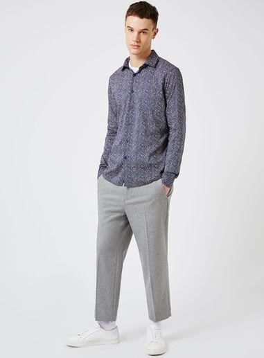 Topman Mens Multicoloured Abstract Print Slim Fit Dress Shirt