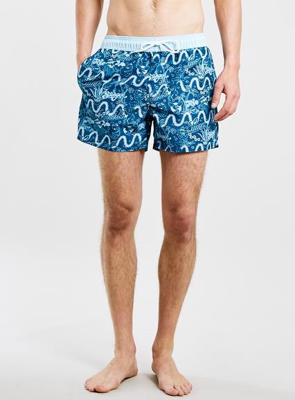 Topman Mens Purple Navy Cartoon Print Swim Shorts