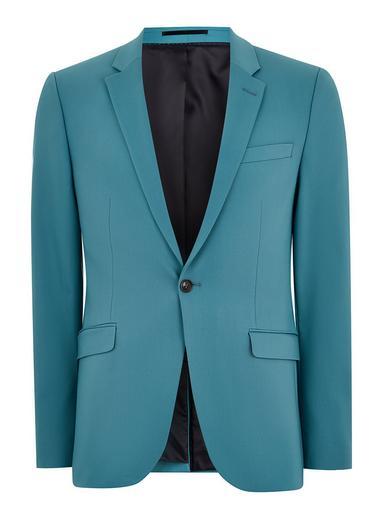 Topman Mens Blue Teal Ultra Skinny Fit Blazer