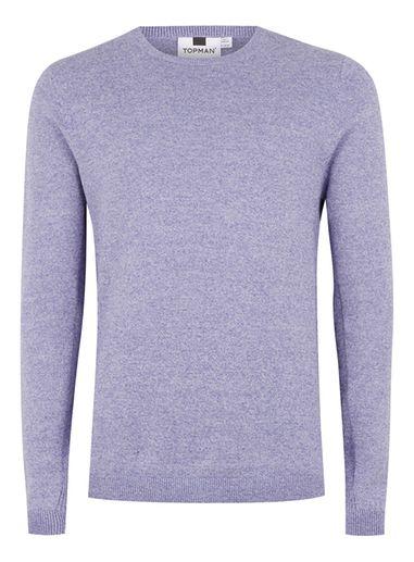 Topman Mens Purple Lilac And White Twist Side Ribbed Sweater
