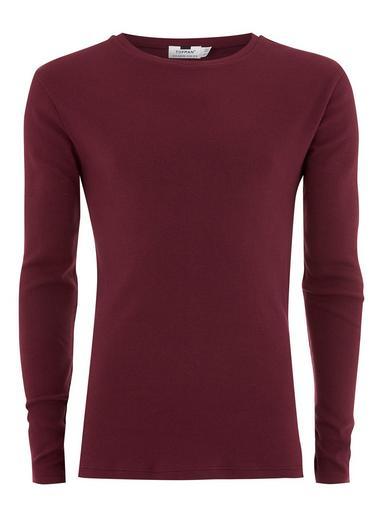 Topman Mens Burgandy Burgundy Muscle Fit Ribbed T-shirt